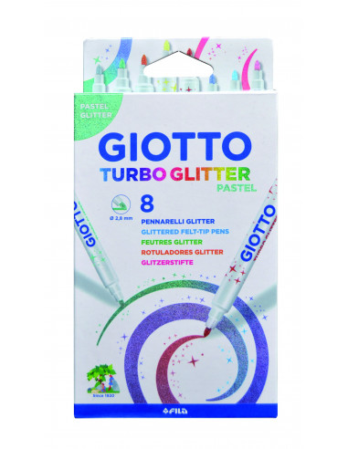 GIOTTO TURBO GLITTER PASTEL 8 UNID.