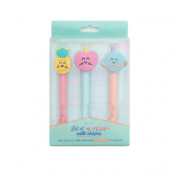 Set of 3 pens with shapes