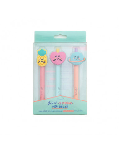 Set of 3 pens with shapes